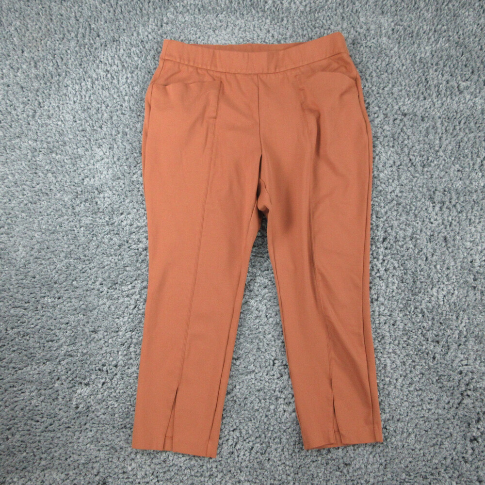 Ava & Viv Pants Womens 1X Brown Pull On Elastic Waist Ankle 38x26.5* '